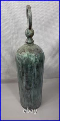 Large Solid Brass Hanging Bell 26.5 Rustic Patina Wall Mount Farmhouse