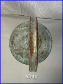 Large Solid Brass Hanging Bell 26.5 Rustic Patina Wall Mount Farmhouse