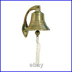 Large Solid Brass Nautical Ship's Bell, Antique Reproduction, 6