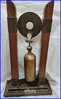 Large Tabletop Brass And Wood Prayer Bell Gong With Wooden Striker