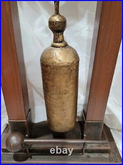 Large Tabletop Brass And Wood Prayer Bell Gong With Wooden Striker