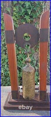 Large Tabletop Brass And Wood Prayer Bell Gong With Wooden Striker 21