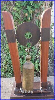 Large Tabletop Brass And Wood Prayer Bell Gong With Wooden Striker 21