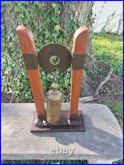 Large Tabletop Brass And Wood Prayer Bell Gong With Wooden Striker 21