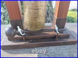 Large Tabletop Brass And Wood Prayer Bell Gong With Wooden Striker 21