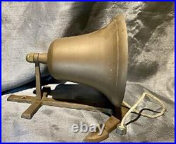 Large Vintage Brass Ship Bell With Anchor Shape Wall Mount