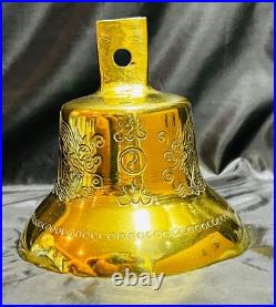 Large Vintage Polished Brass Bell With Clapper, Engraved Dueling Dragons Motif