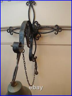 Large Vintage Wall Mounted Outdoor Dinner Bell Ornate Bell Clapper