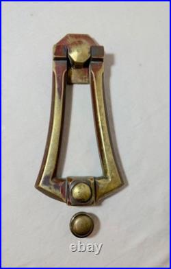 Large antique industrial solid heavy brass front door knocker alarm bell