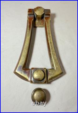 Large antique industrial solid heavy brass front door knocker alarm bell