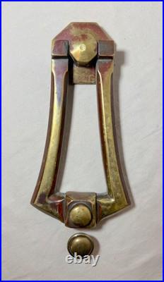 Large antique industrial solid heavy brass front door knocker alarm bell