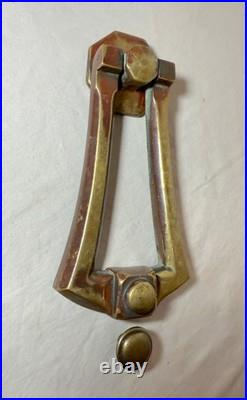 Large antique industrial solid heavy brass front door knocker alarm bell