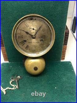 Late 1800s Seth Thomas Brass Ship's Clock with Outside Bell. Has key. Works