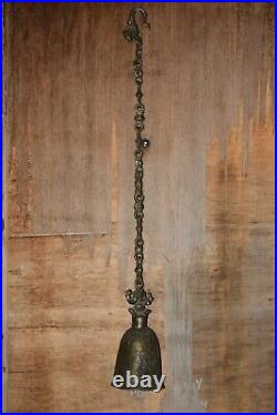 Lord Ganpati Figurine Antique Hanging Bell Brass Ganesha Decor Mandir Gong EK976