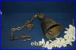 Lord Ganpati Figurine Antique Hanging Bell Brass Ganesha Decor Mandir Gong EK976