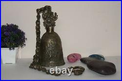 Lord Ganpati Figurine Antique Hanging Bell Brass Ganesha Decor Mandir Gong EK976