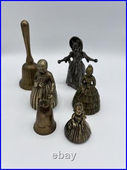 Lot- 6 ANTIQUE VTG VICTORIAN ORNATE SOLID BRONZE LADY TEA DINNER BELLS England