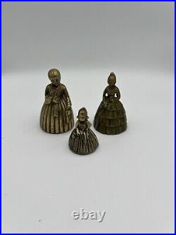 Lot- 6 ANTIQUE VTG VICTORIAN ORNATE SOLID BRONZE LADY TEA DINNER BELLS England
