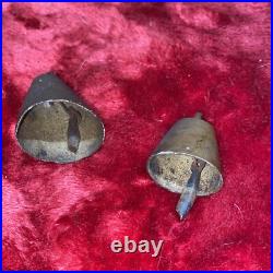 Lot 6 Antique Primitive Cow Goat Bells Handmade On Belt