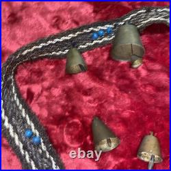 Lot 6 Antique Primitive Cow Goat Bells Handmade On Belt