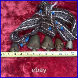 Lot 6 Antique Primitive Cow Goat Bells Handmade On Belt
