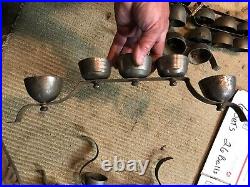 Lot C 6 strands of antique brass sleigh bells store bells door bells