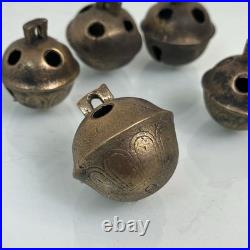 Lot Late 1800's No. 6 Old Antique VTG Brass Petal Design Jingle Sleigh Bell
