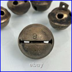 Lot Late 1800's No. 6 Old Antique VTG Brass Petal Design Jingle Sleigh Bell