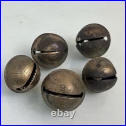 Lot Late 1800's No. 6 Old Antique VTG Brass Petal Design Jingle Sleigh Bell