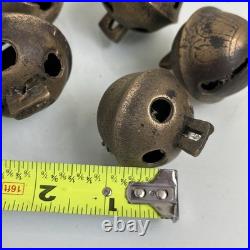Lot Late 1800's No. 6 Old Antique VTG Brass Petal Design Jingle Sleigh Bell