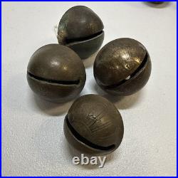 Lot Of 14 Antique Brass Jingle Bell Sleigh Bells