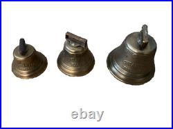 Lot Of 3 Vintage 1878 Saignelegier Chiantel Fondeur Cast Brass Bell