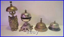 Lot Of 4 Antique/Vintage Hotel Desk Bells