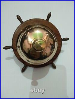 Lot Of 5 Nautical Antique Brass Wooden Ship Wheel Hotel School Office Table Bell