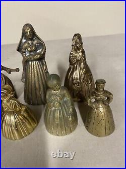 Lot Of 7 Antique Vintage Victorian Ornate Solid Bronze Lady Tea Dinner Bells #2