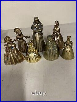 Lot Of 7 Antique Vintage Victorian Ornate Solid Bronze Lady Tea Dinner Bells #2