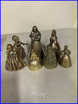 Lot Of 7 Antique Vintage Victorian Ornate Solid Bronze Lady Tea Dinner Bells #2