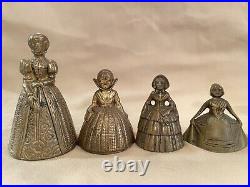Lot of 10 Vintage brass lady crinoline bells