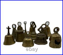 Lot of 22 Antique Engrave Brass Bells of Various Sizes