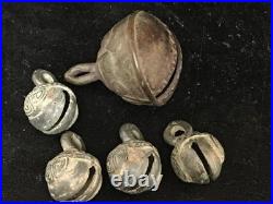 Lot of 5 ANTIQUE BRONZE COW BELL & OTHERS. Nice tone Livestock Bell