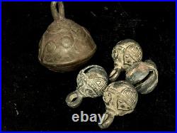 Lot of 5 ANTIQUE BRONZE COW BELL & OTHERS. Nice tone Livestock Bell