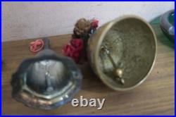 Lot of 6 Vintage Handmade Brass Hand Bells Cow Bell Sanctuary Claw Meditation