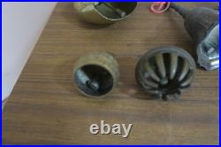 Lot of 6 Vintage Handmade Brass Hand Bells Cow Bell Sanctuary Claw Meditation