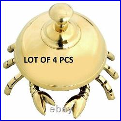 Lot of 6 pcs Brass Crab Bell Hotel Counter Reception Bell Teacher Desk Bell