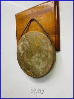 MADE IN MARK Original Old Antique Brass Round Vintage Ship Gong Bell with Stick