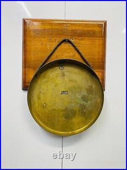MADE IN MARK Original Old Antique Brass Round Vintage Ship Gong Bell with Stick
