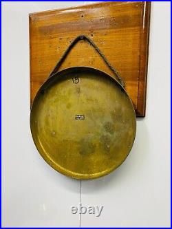 MADE IN MARK Original Old Antique Brass Round Vintage Ship Gong Bell with Stick