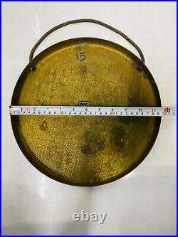 MADE IN MARK Original Old Antique Brass Round Vintage Ship Gong Bell with Stick