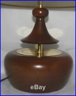 MID CENTURY Danish Modern MODELINE WALNUT & BRASS Bell Lamp with ORIG CONE SHADE