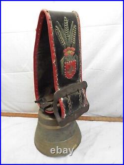 Massive Huge Large Vintage Swiss 10 Brass Cow Farm Bell Tool Bull withBelt Massive Huge Large Vintage Swiss 10 Brass Cow Farm Bell Tool Bull withBelt